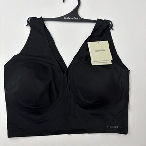 Calvin Klein Invisibles Bralette Bra Black Lightly Lined Wireless Sz Lg NEW